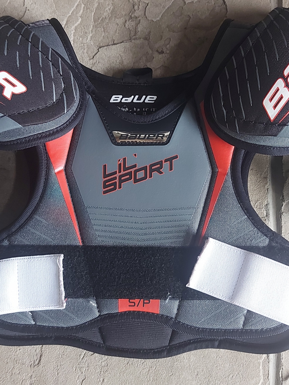 Bauer Lil' Sport Youth Hockey Shoulder Pads - Gray & Red